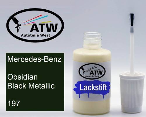 Mercedes-Benz, Obsidian Black Metallic, 197: 20ml Lackstift, von ATW Autoteile West.